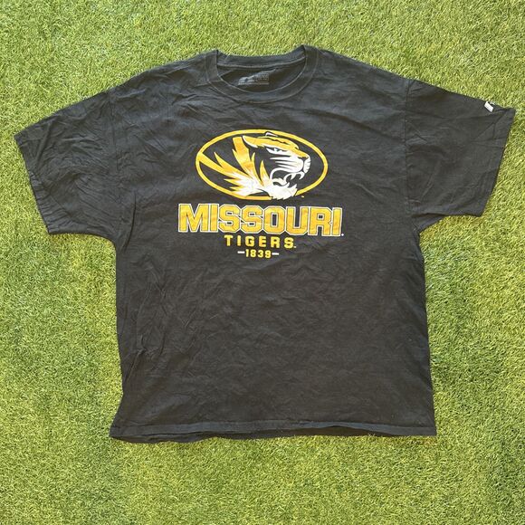 Vintage Y2K University of Missouri Tigers Black Graphic Logo Tee Shirt Mens XL - Picture 1 of 9